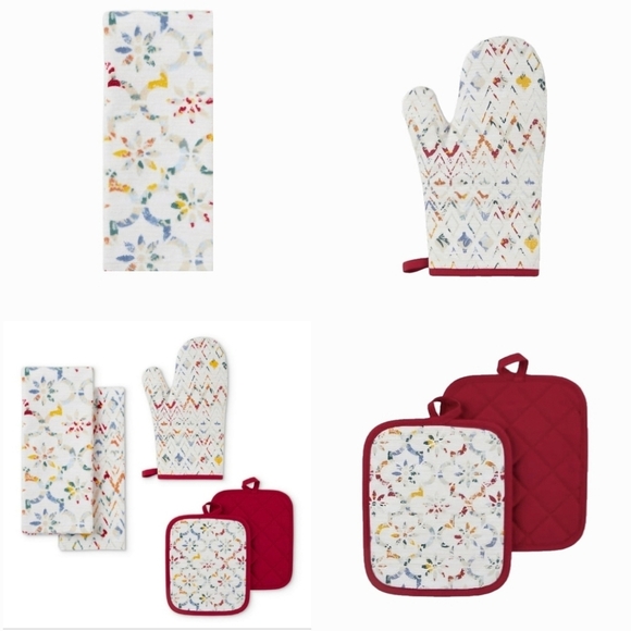 🆕🆕Tile Kitchen Towel, Pot Holder, and Oven Mitt Set, Multicolor 5 Pieces - Picture 5 of 10